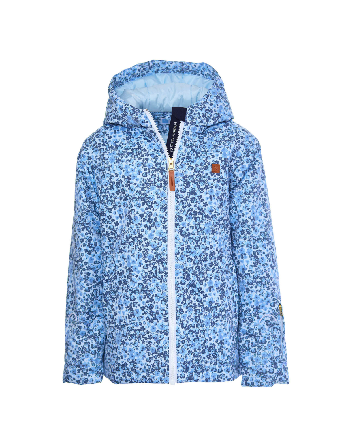 Kids Winter Coat in Blue Ditsy Floral