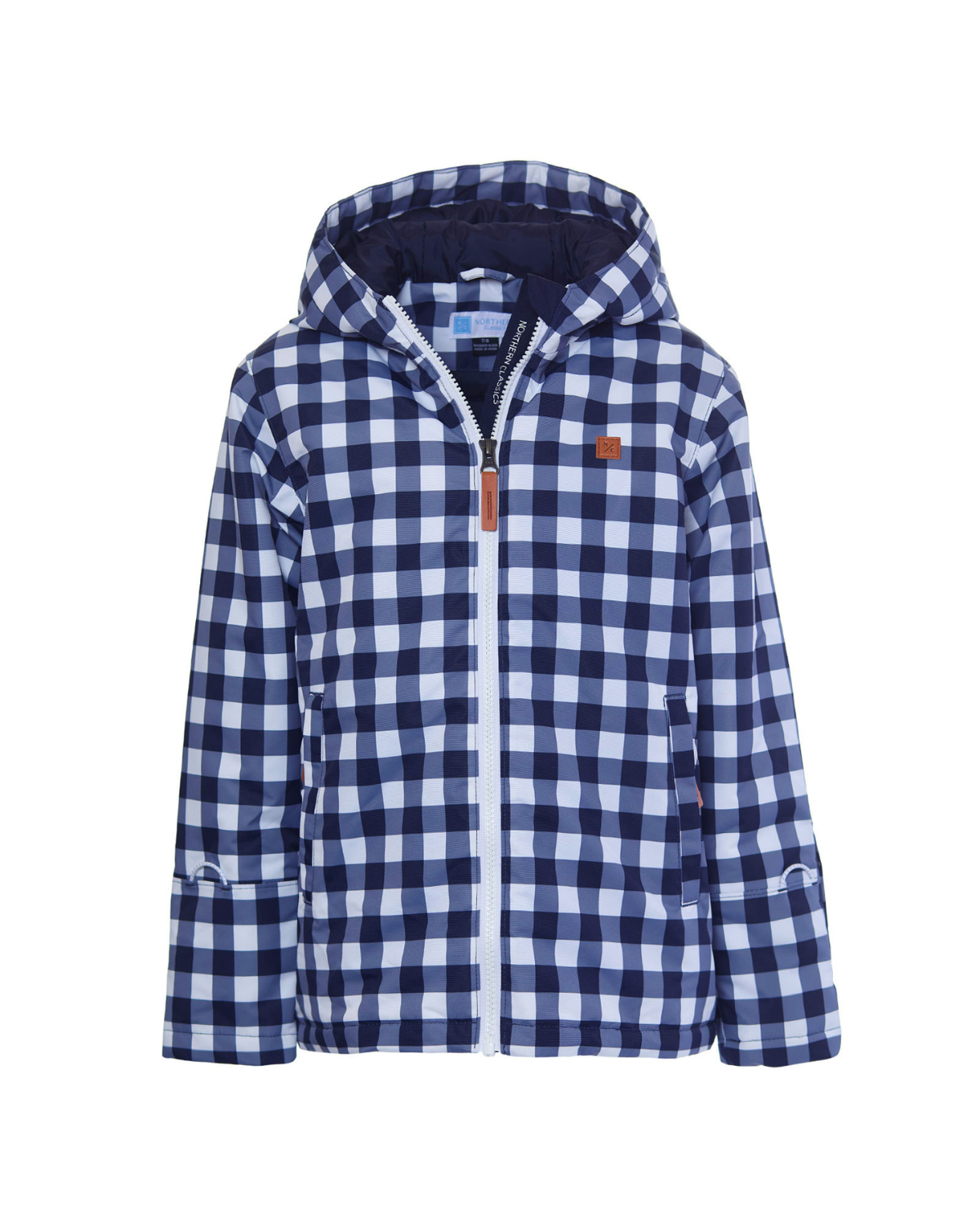 Women's Winter Coat in Navy Gingham