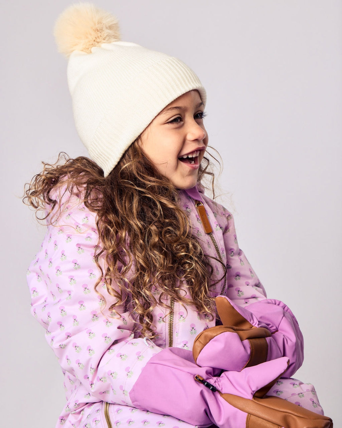 Knit Pom Hat in Winter White