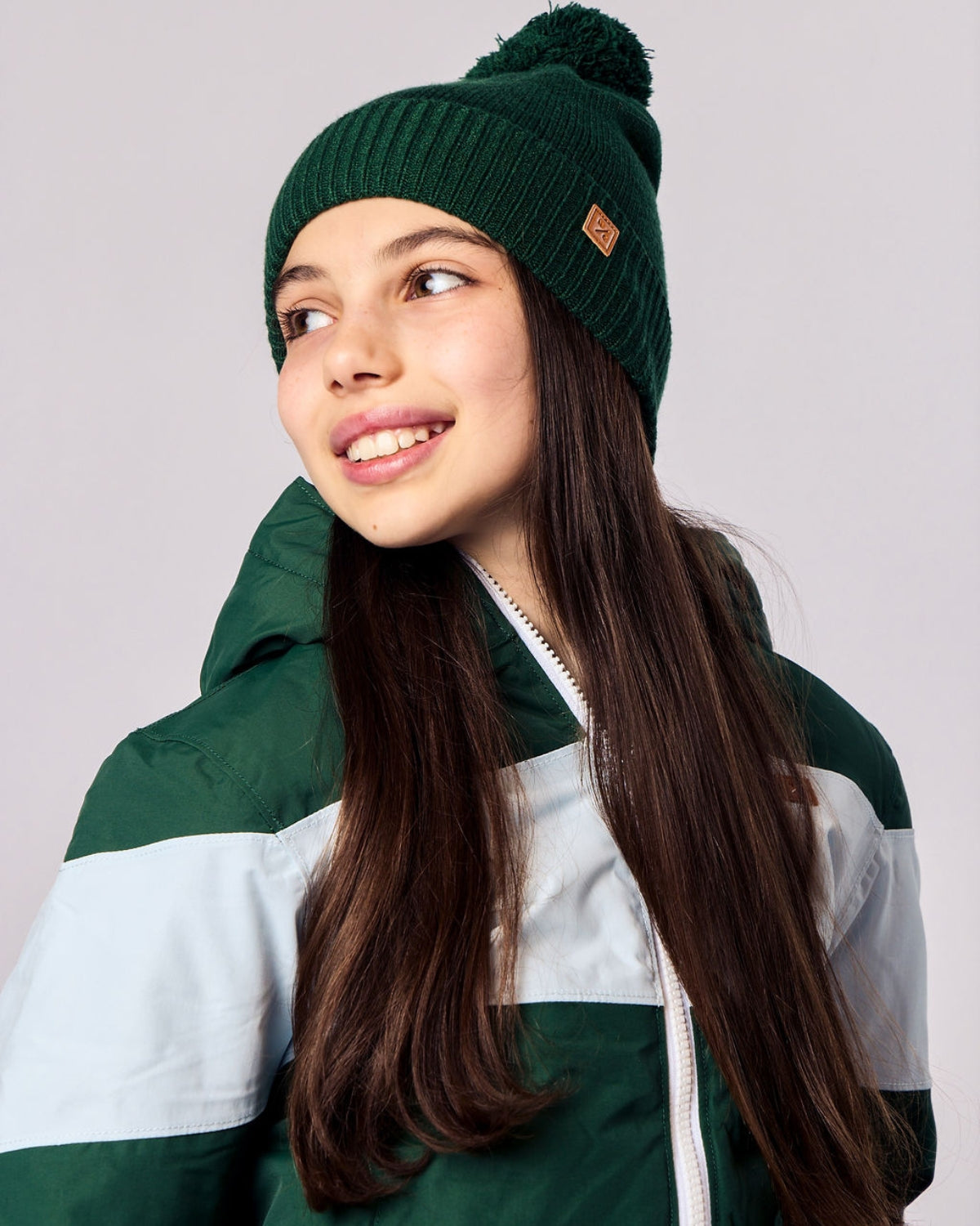 Knit Pom Hat in Ivy Green