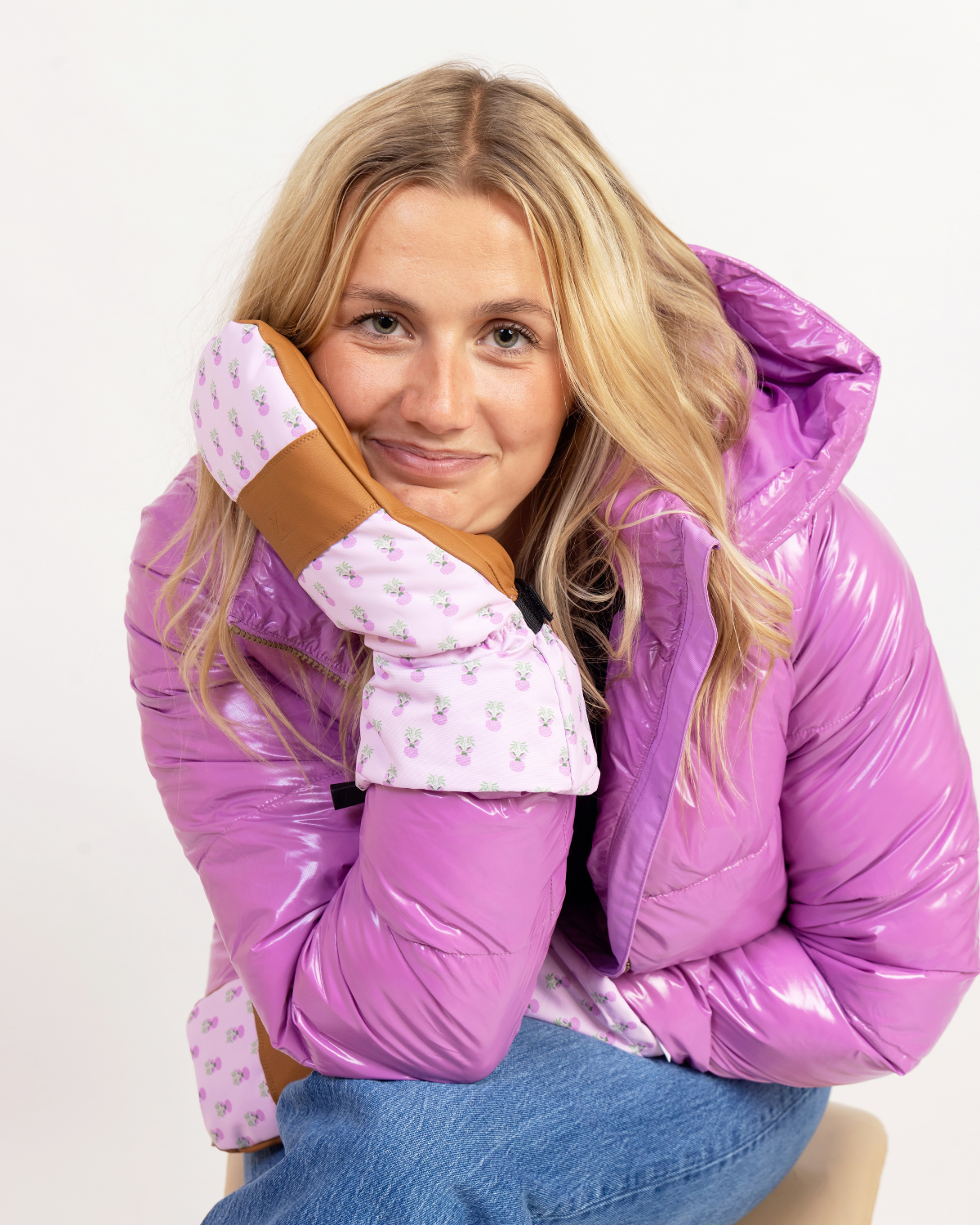 Women's Waterproof Ski Mitten in Pink Marigold