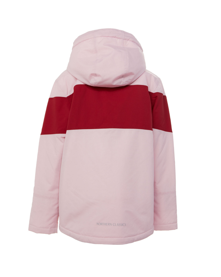 Kids Ballerina Pink Winter Coat with Red Rugby Stripe