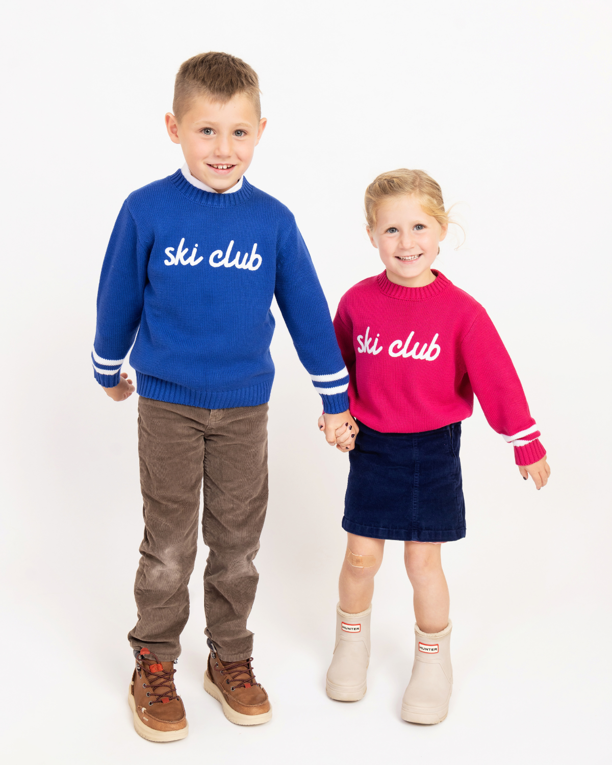 Kids Ski Club Sweater in Hot Pink