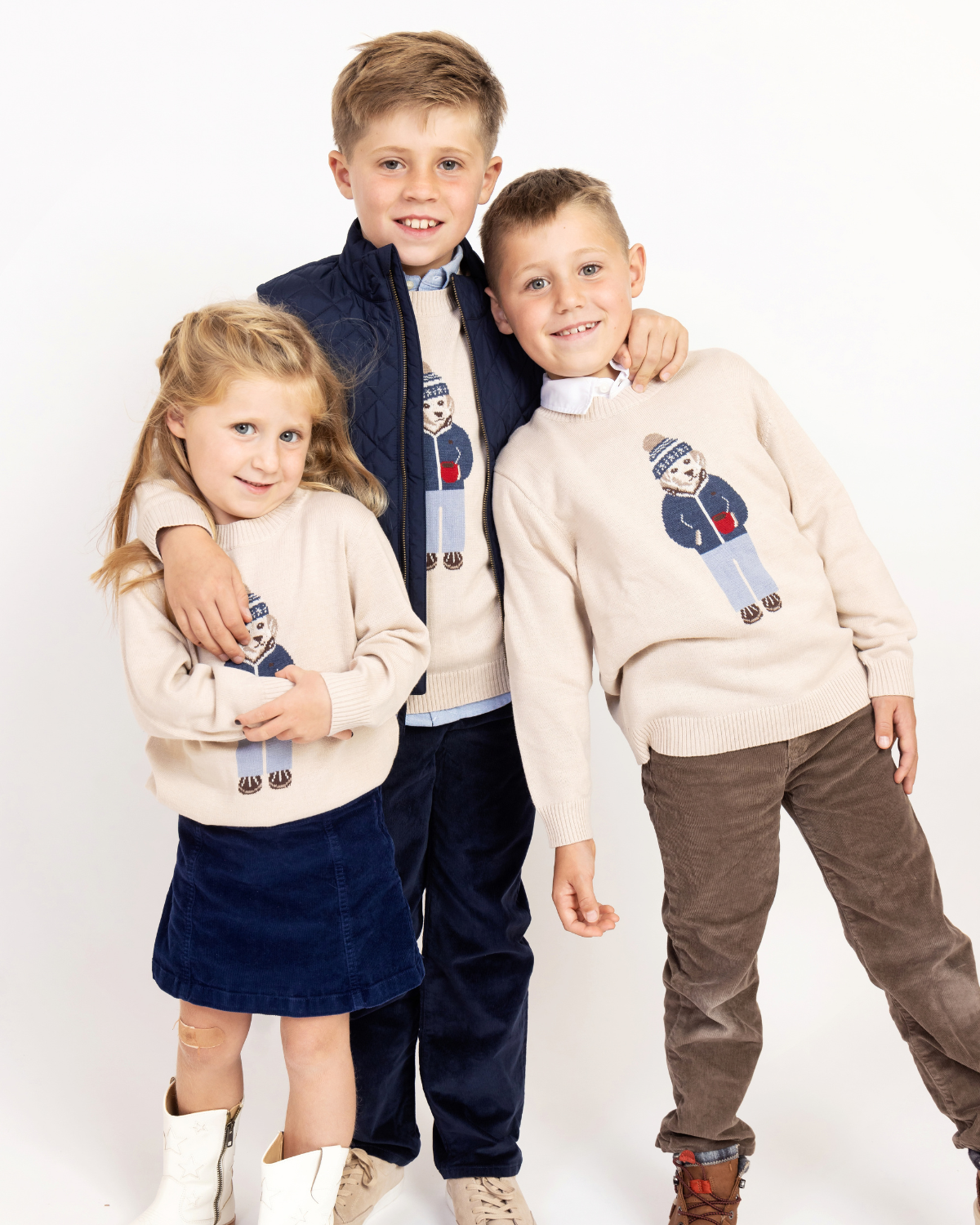 Kids Winter Pup Sweater in Beige