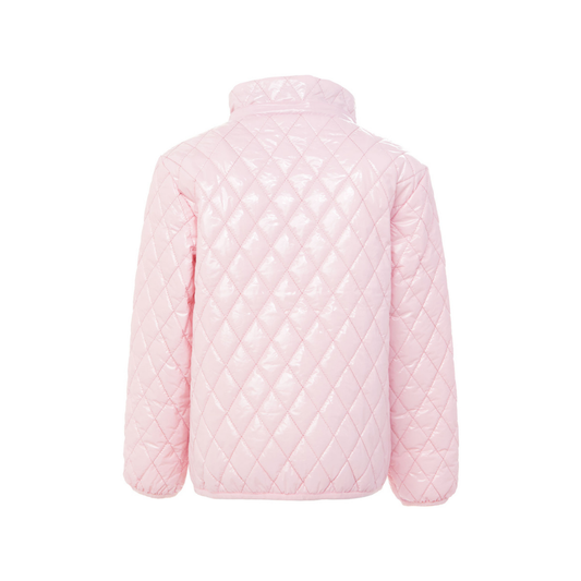 Kids Shiny Ballerina Pink Quilted Puffer Jacket