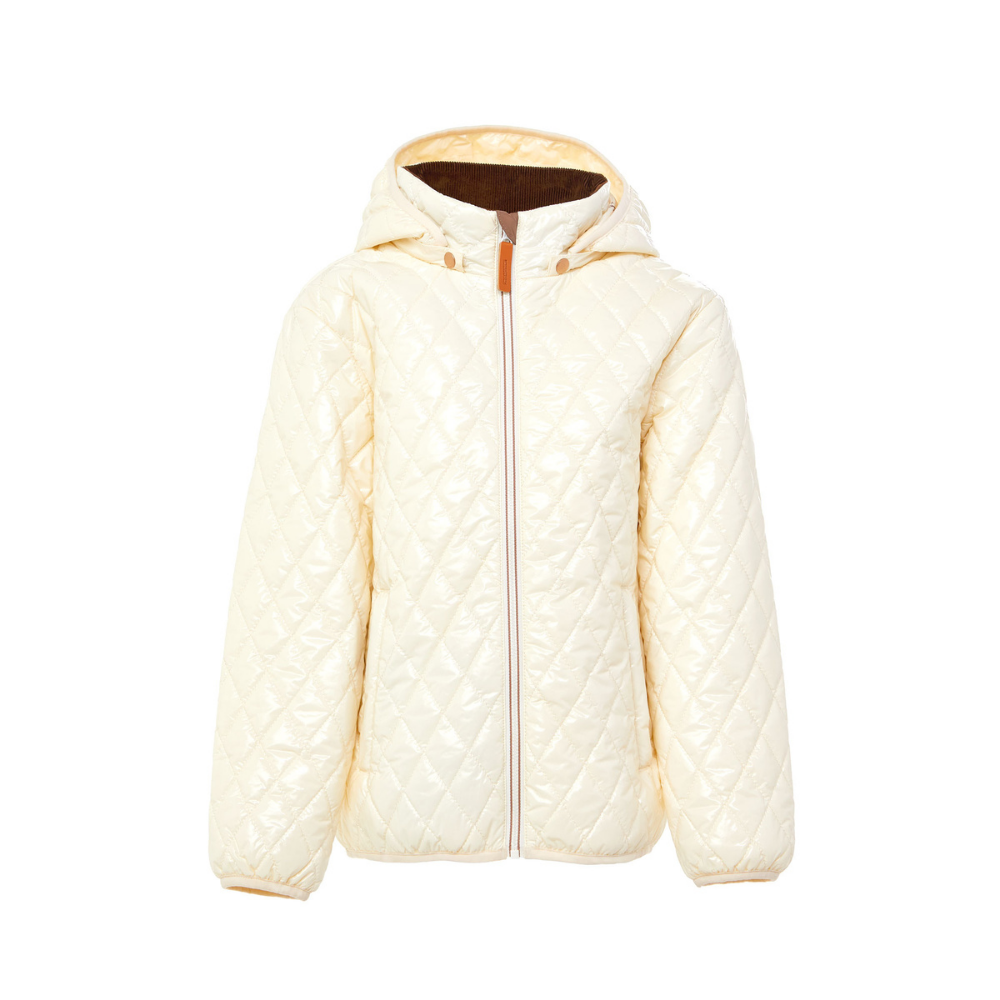 Kids Shiny Winter White Quilted Puffer Jacket