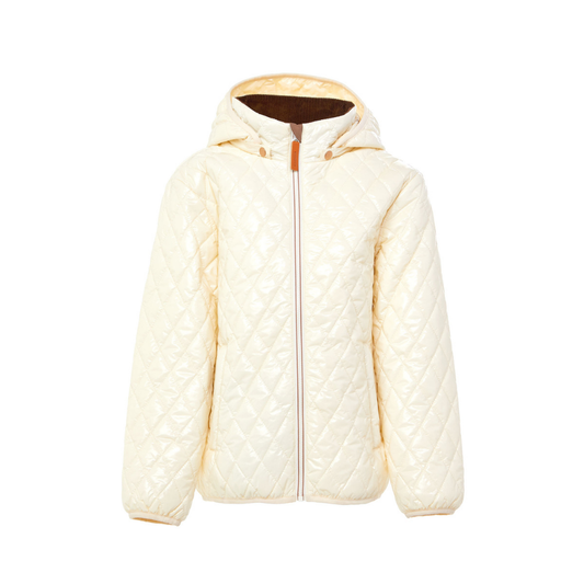 Kids Shiny Winter White Quilted Puffer Jacket