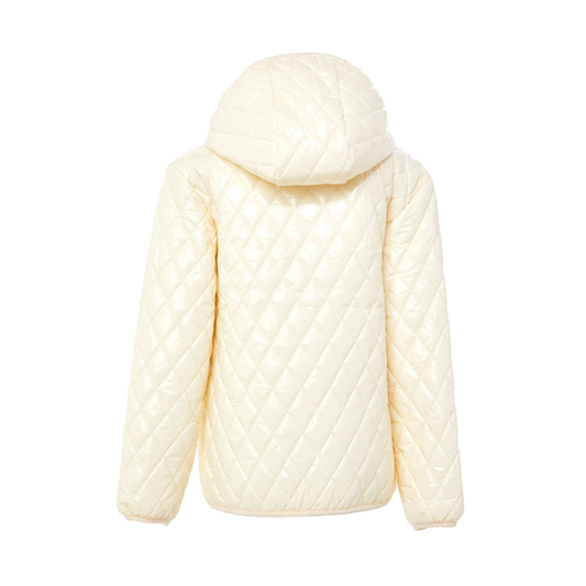 Kids Shiny Winter White Quilted Puffer Jacket