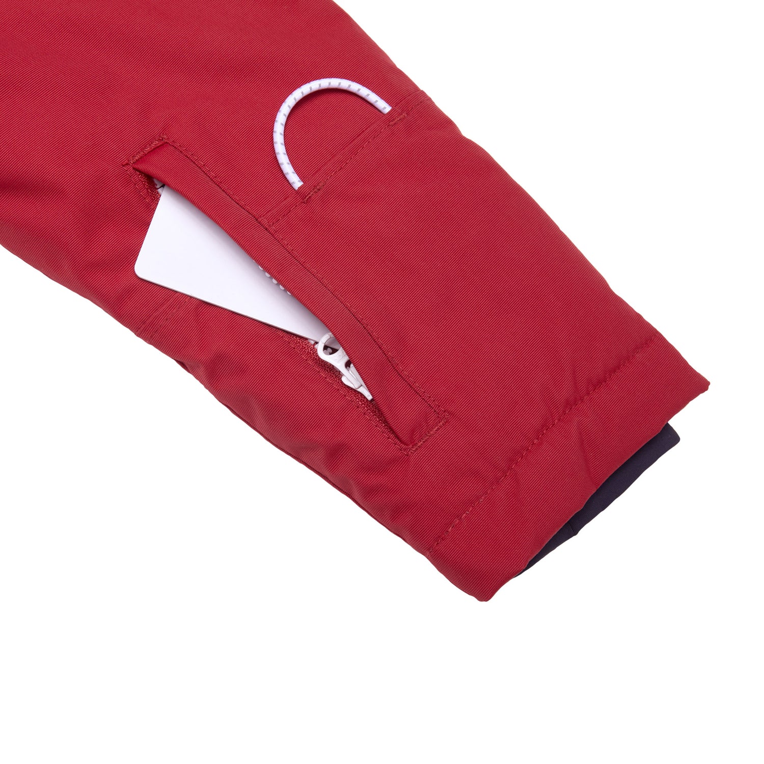 Kids red winter coat for skiing and snow play, with warm insulation and waterproof outer shell for full cold weather protection and hood