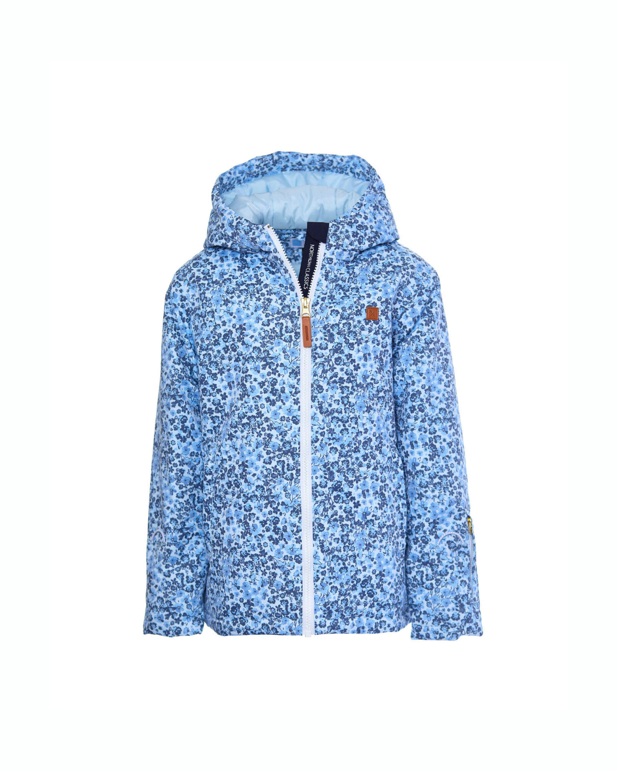 Kids Winter Coat in Blue Ditsy Floral