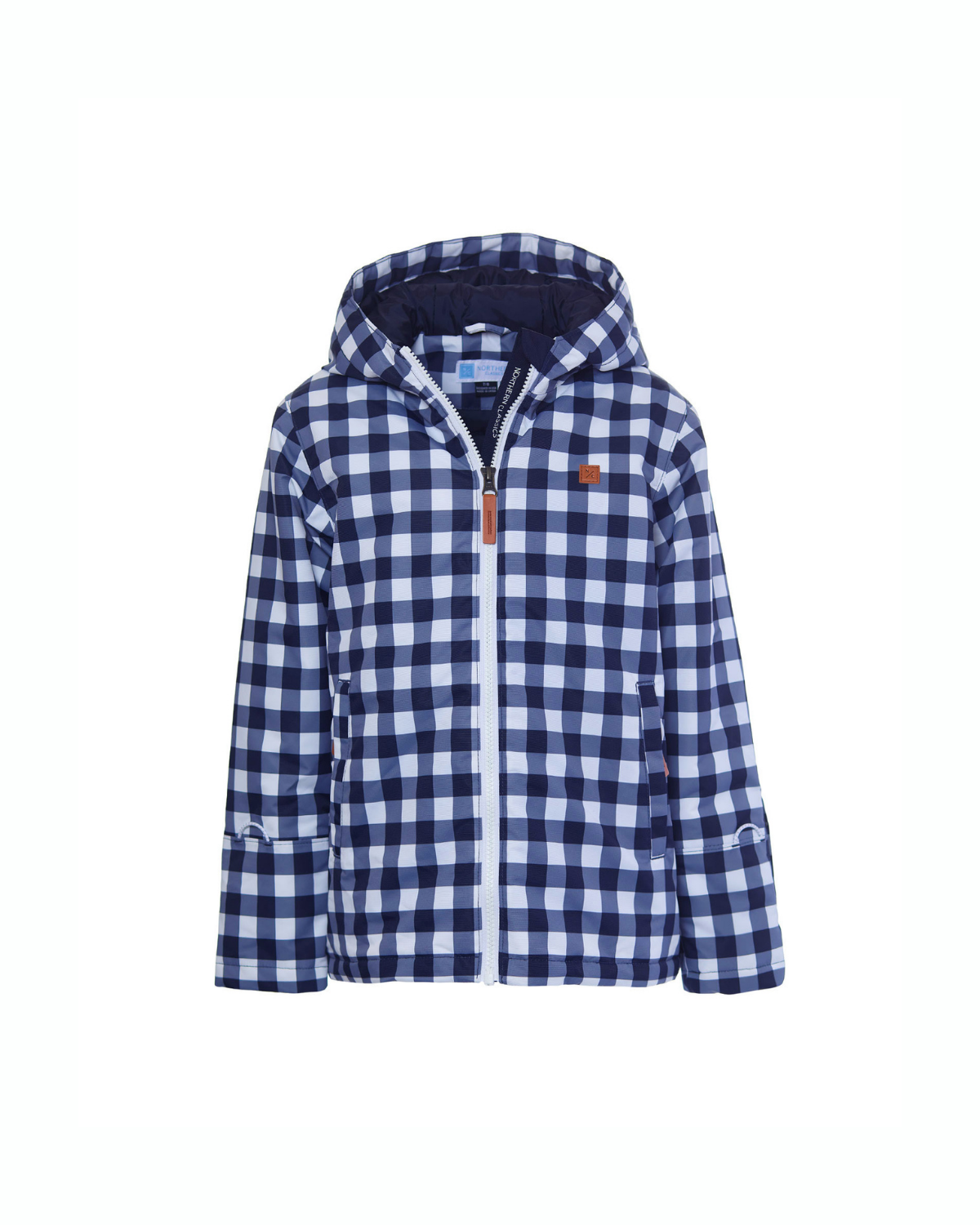 Kids Winter Coat in Navy Gingham