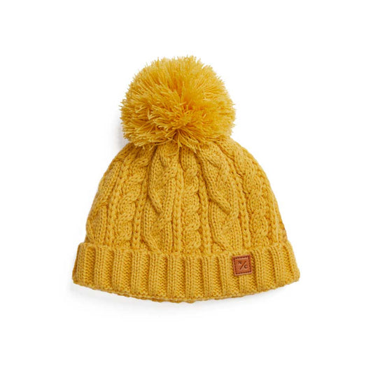 Classic Cable Knit Pom Pom Hat in Honey