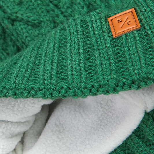 Classic Cable Knit Pom Pom Hat in Pine Green