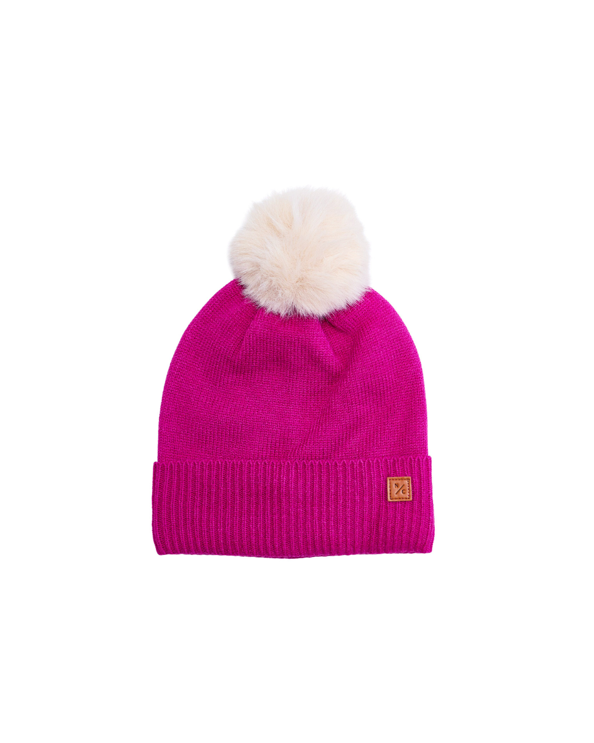 Knit Pom Hat in Hot Pink