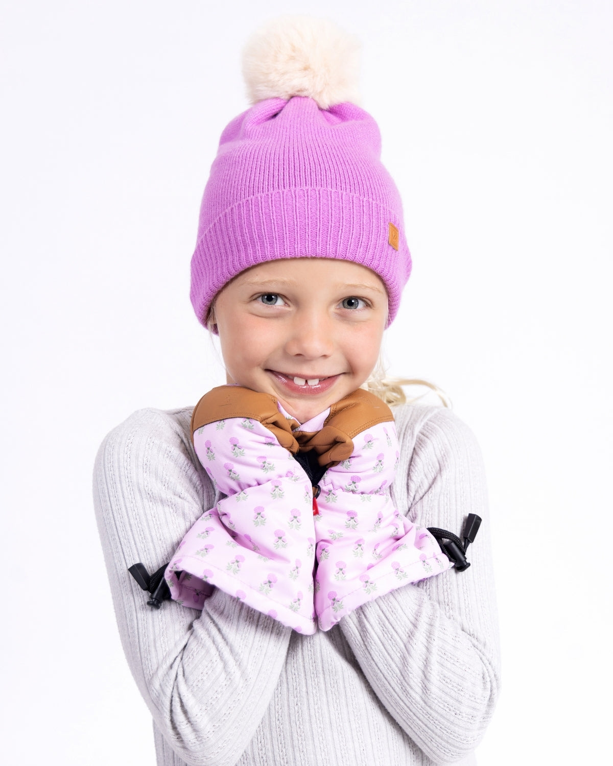 Kids Waterproof Mitten in Pink Marigold