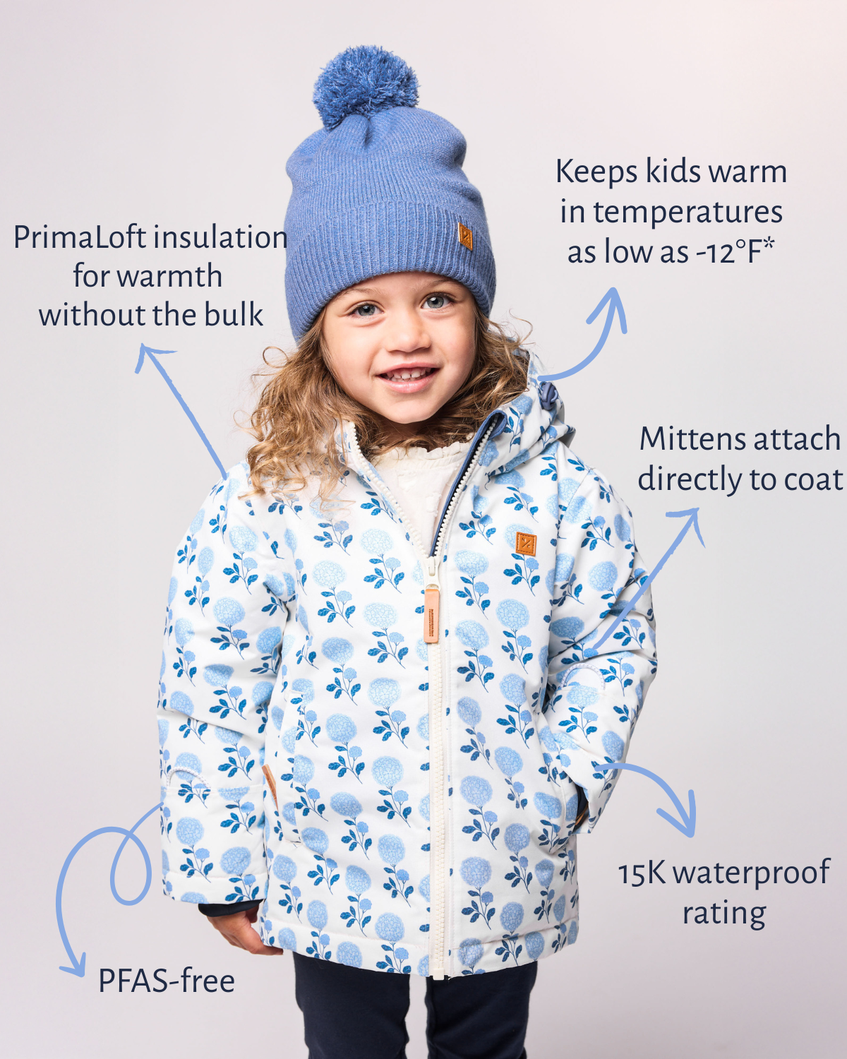 2026 Kids Hydrangea Winter Coat